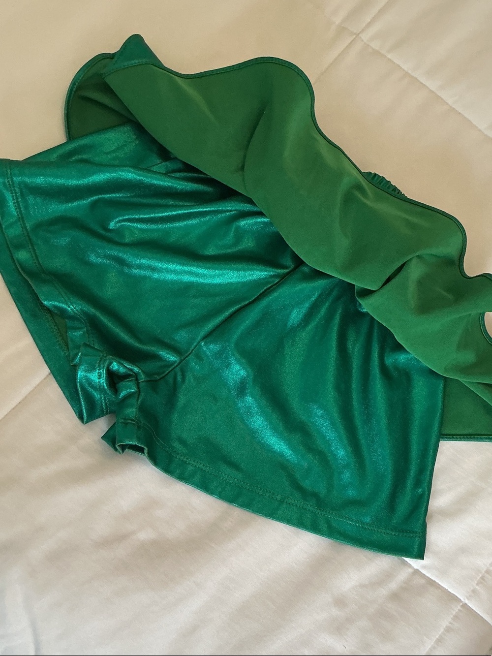 Toddler girls Green Metallic Ruffle Skorts - Picture 3 of 5